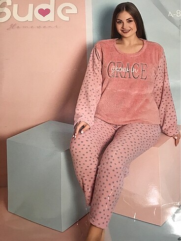 Bayan büyük beden polar pijama takımı