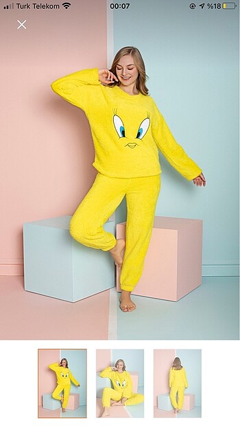 Kadın tweety peluş polar pijama takımı