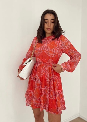 Pembe Şifon Elbise - Görsel 3