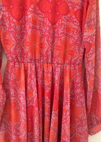 Pembe Şifon Elbise - Görsel 8