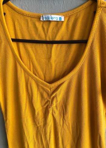 V Yaka büzgülü Kısa Kollu Basic Tişört - Görsel 2