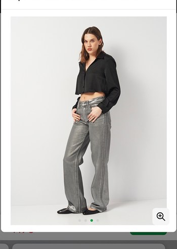 Zara Siyah Saten Görünümlü Crop Gömlek - Görsel 2