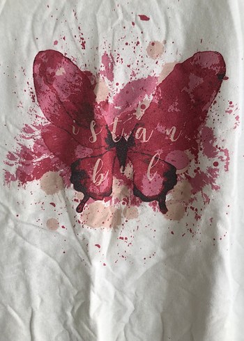 Mavi Beyaz Baskılı Tişört, Kısa Kollu - Görsel 2