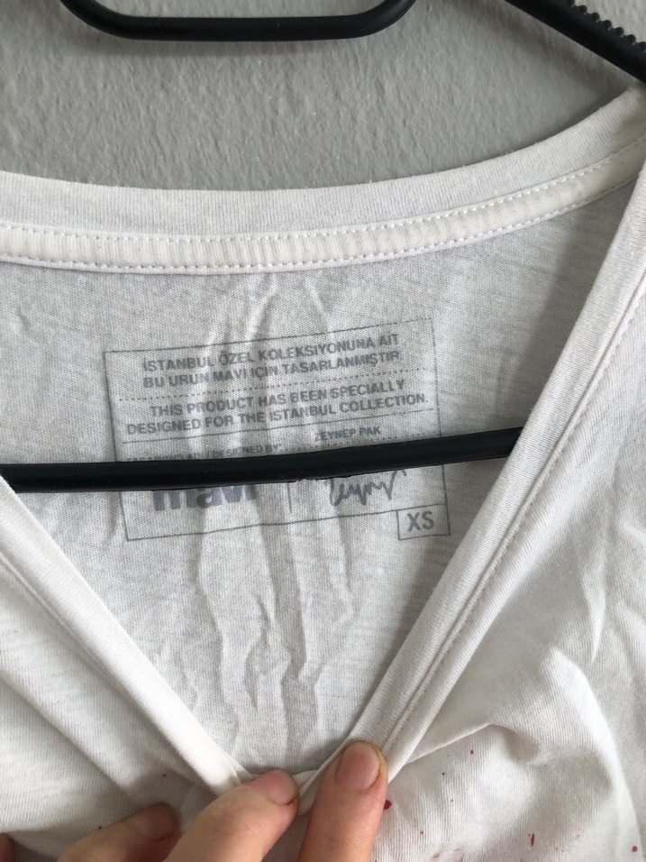 Mavi Beyaz Baskılı Tişört, Kısa Kollu - Görsel 4