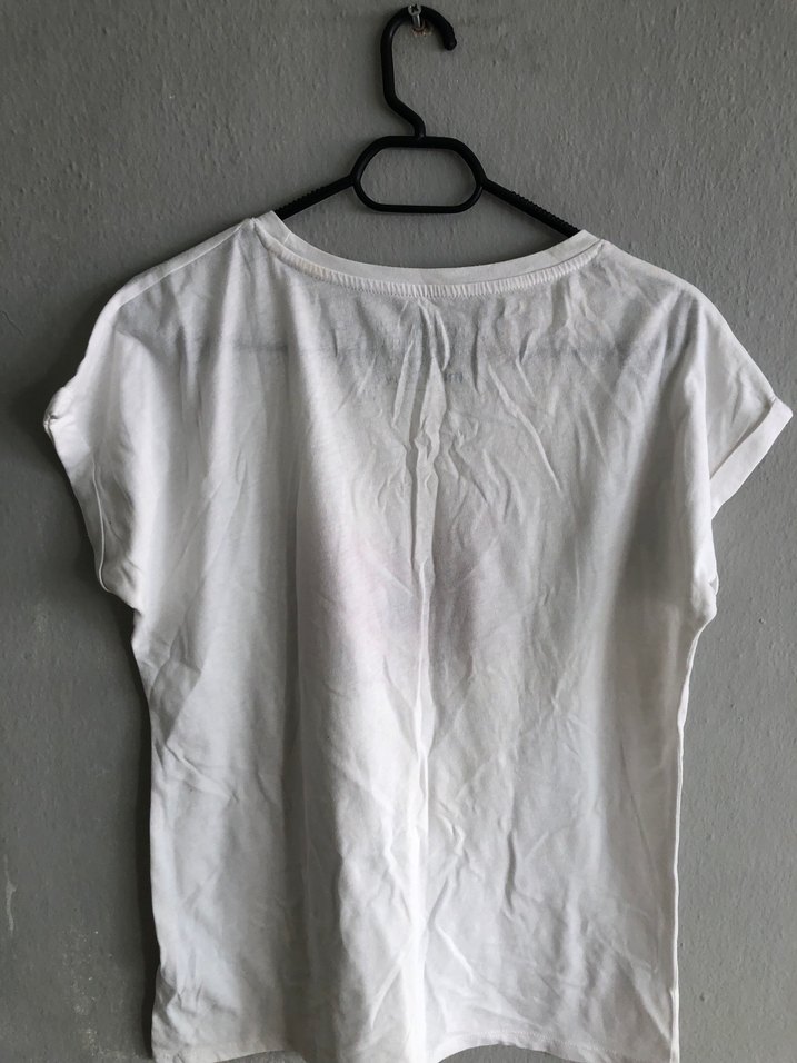 Mavi Beyaz Baskılı Tişört, Kısa Kollu - Görsel 3