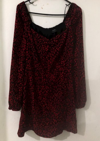 Bershka kırmızı kısa leopar elbise - Görsel 3