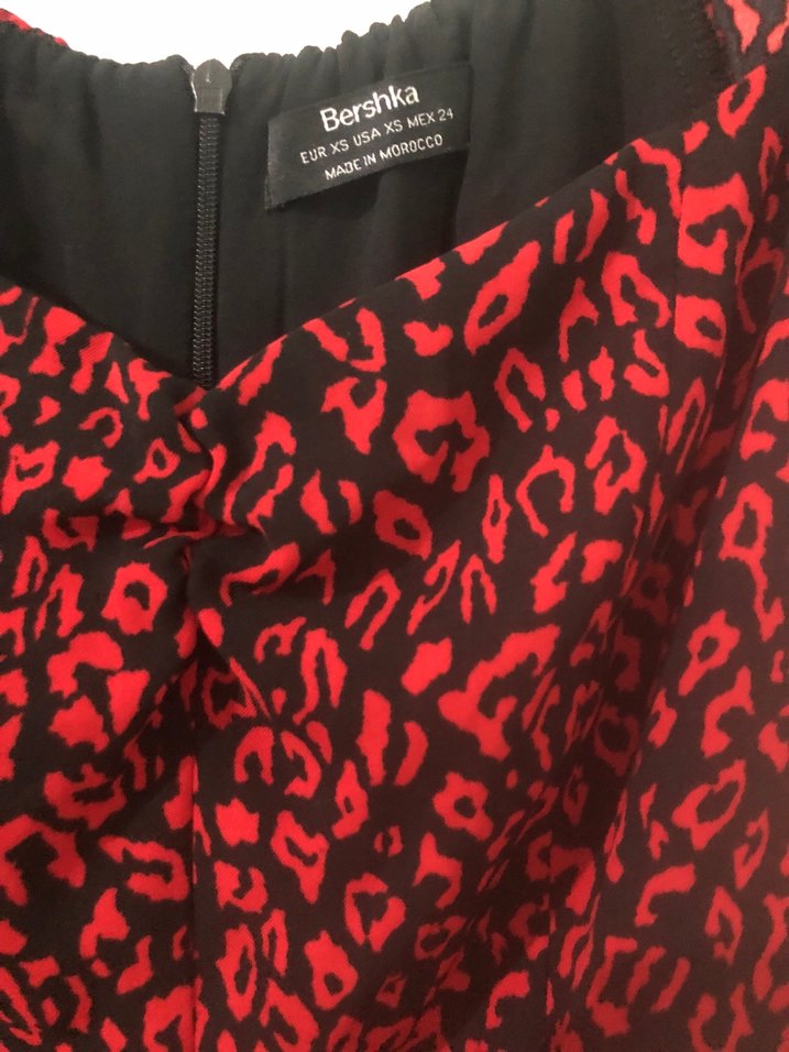 Bershka kırmızı kısa leopar elbise - Görsel 4