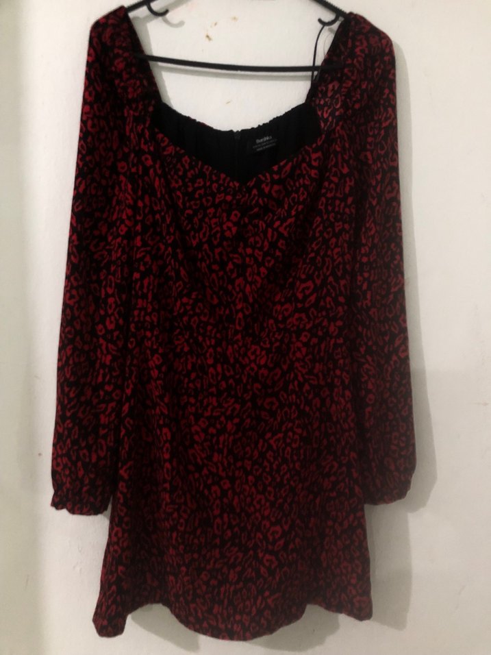 Bershka kırmızı kısa leopar elbise - Görsel 3