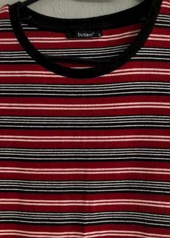 Kısa Kollu Çizgili Midi Elbise - Görsel 2