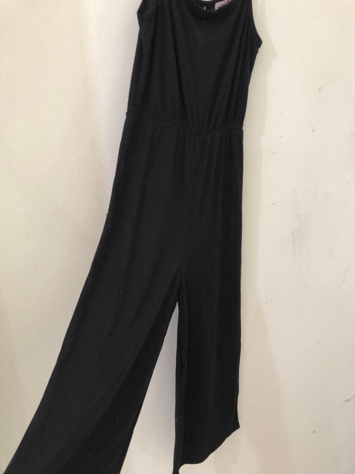 Siyah Uzun İp Askılı Tulum - Görsel 3