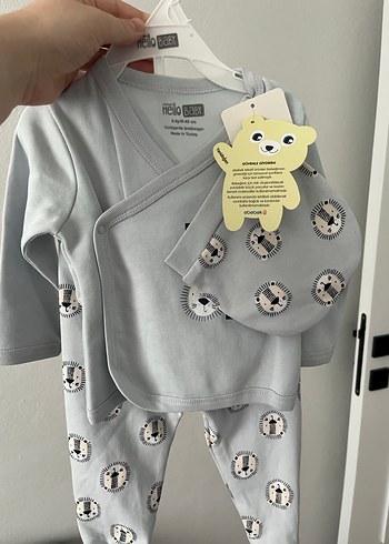 Mavi Baskılı Bebek Takımı Uzun Kollu