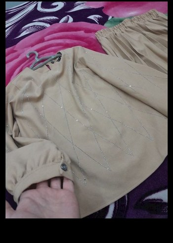 xl Beden camel Renk ikili bayan tesettür takım
