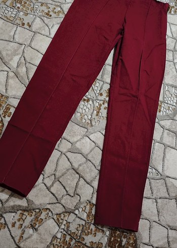 Diğer Bordo Kadın Fermuarlı Kumaş Pantolon