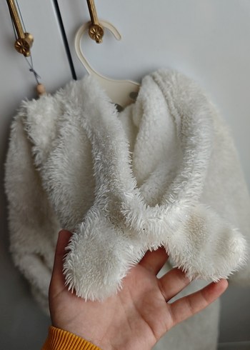 Beyaz Kürklü  Kapşonlu Tavşan Tulum - Görsel 5