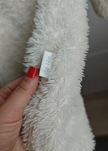 Beyaz Kürklü  Kapşonlu Tavşan Tulum - Görsel 2