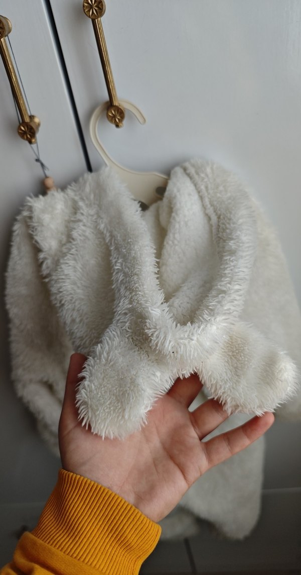Beyaz Kürklü  Kapşonlu Tavşan Tulum - Görsel 5