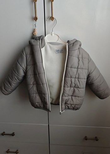 Kulaklı Ebebek Gri Çocuk Mont - Görsel 2