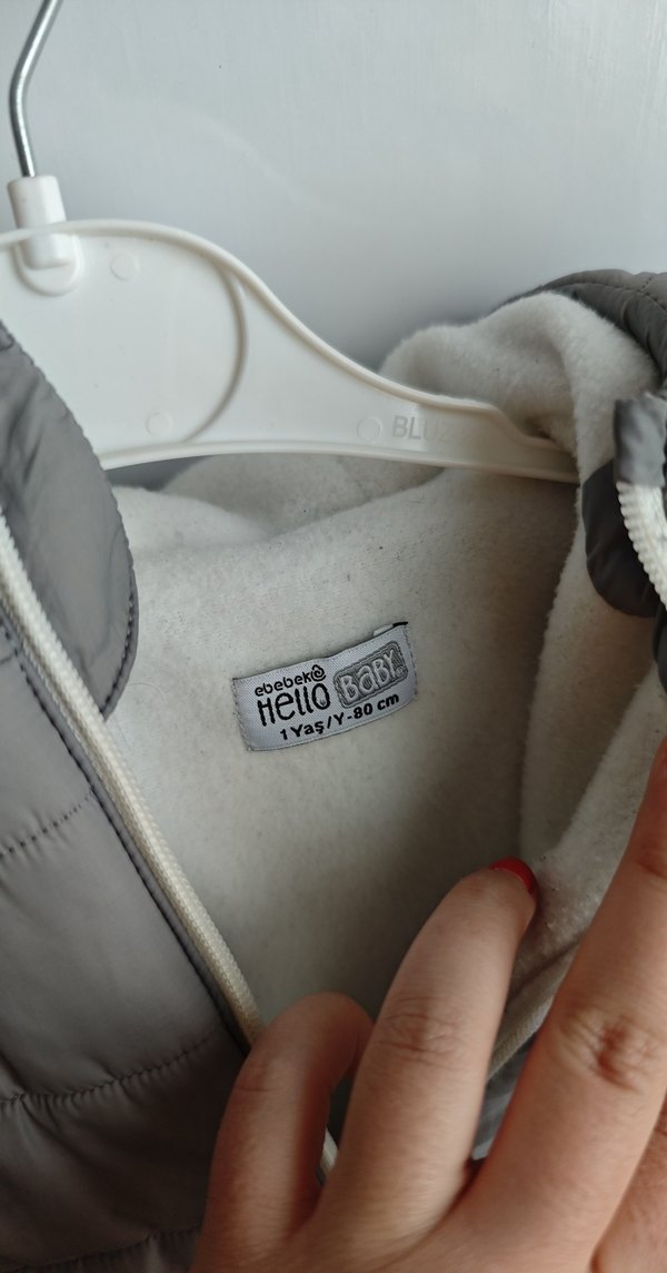 Kulaklı Ebebek Gri Çocuk Mont - Görsel 4