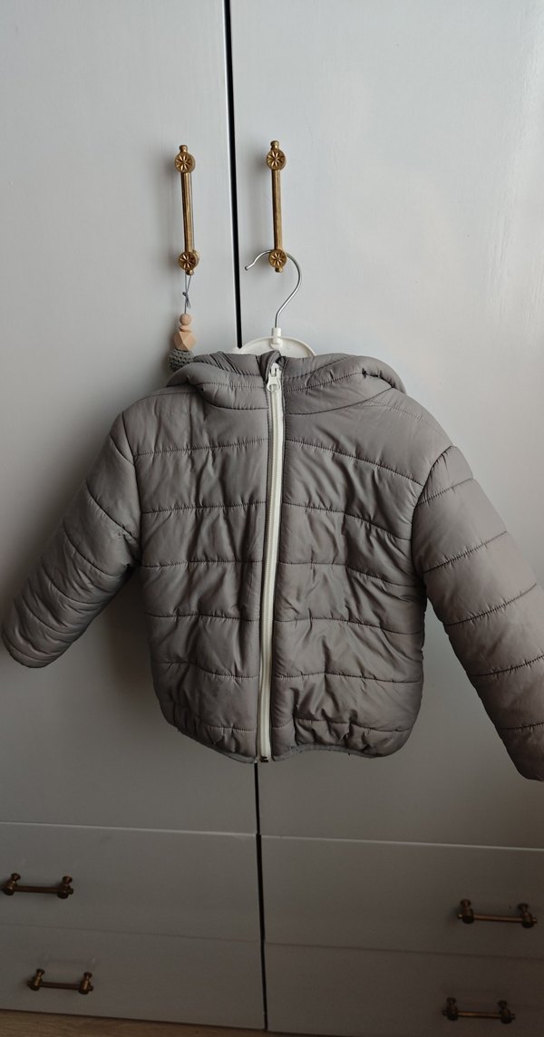 Kulaklı Ebebek Gri Çocuk Mont - Görsel 3