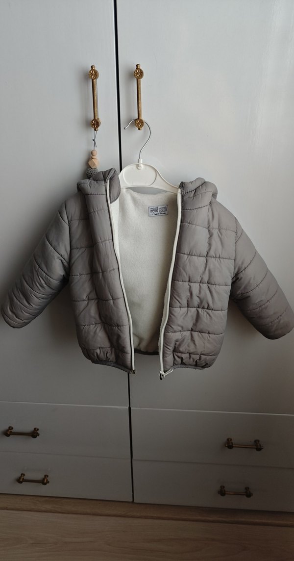 Kulaklı Ebebek Gri Çocuk Mont - Görsel 2