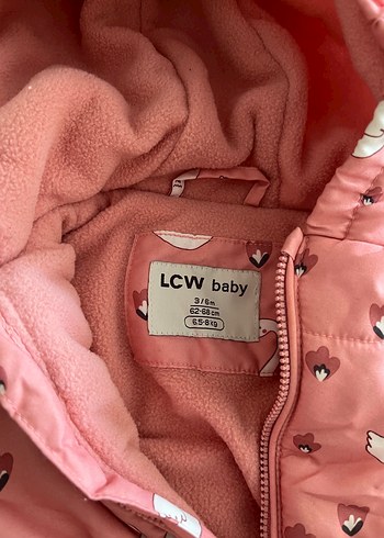 3-6 ay Pembe Baskılı Kız Bebek Kar Tulumu Fermuarlı - Görsel 2