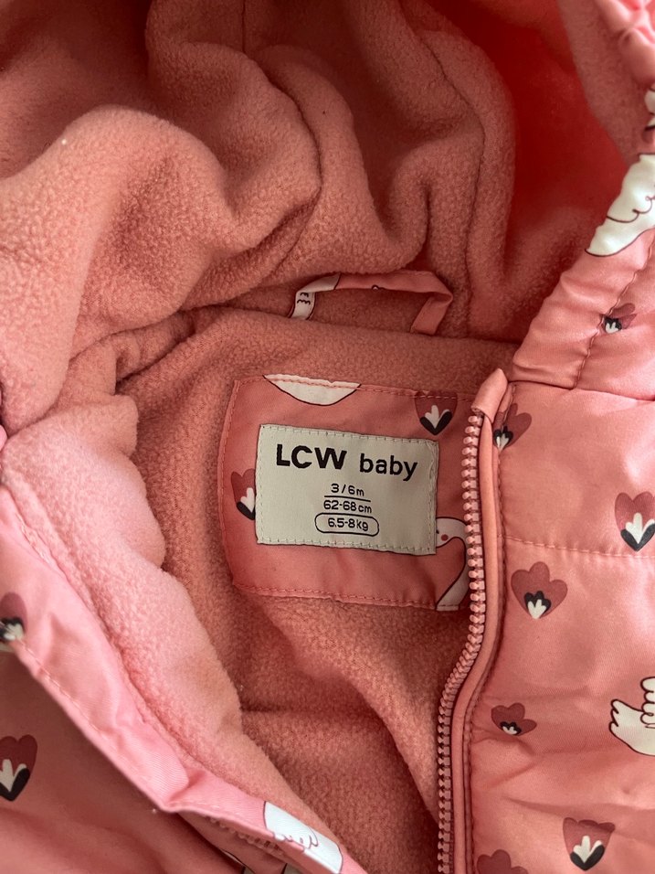 3-6 ay Pembe Baskılı Kız Bebek Kar Tulumu Fermuarlı - Görsel 2