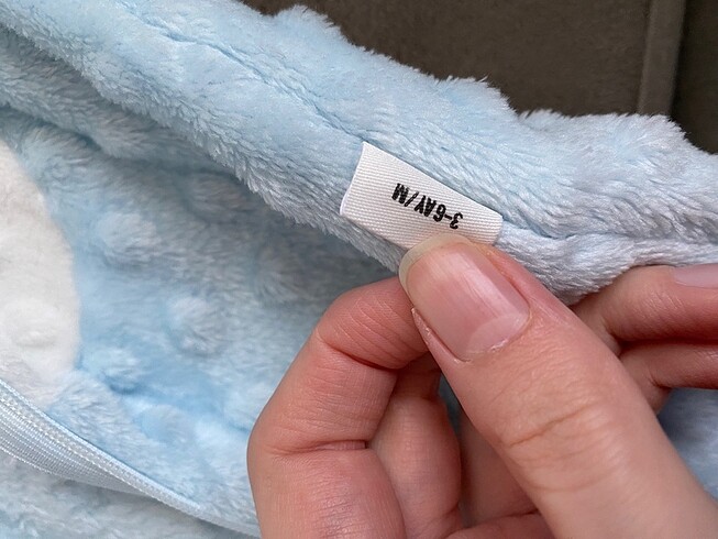 3 Ay Beden mavi Renk Bebek Peluş Tulum