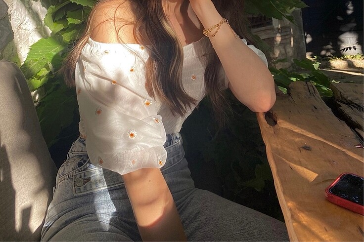 s Beden beyaz Renk Papatya desenli bluz