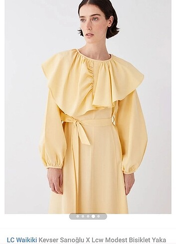 Kevser sarioglu sari volanli elbise  - Görsel 5