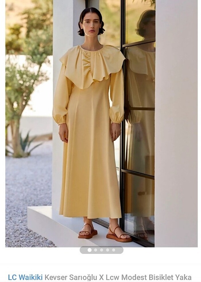 Kevser sarioglu sari volanli elbise  - Görsel 2