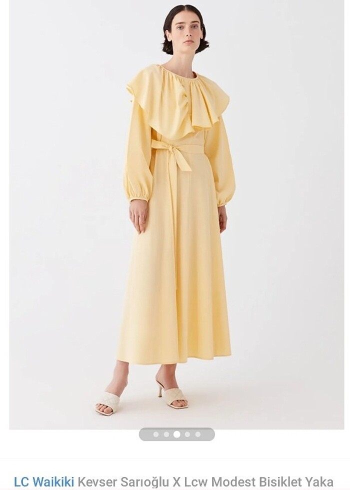 Kevser sarioglu sari volanli elbise  - Görsel 3