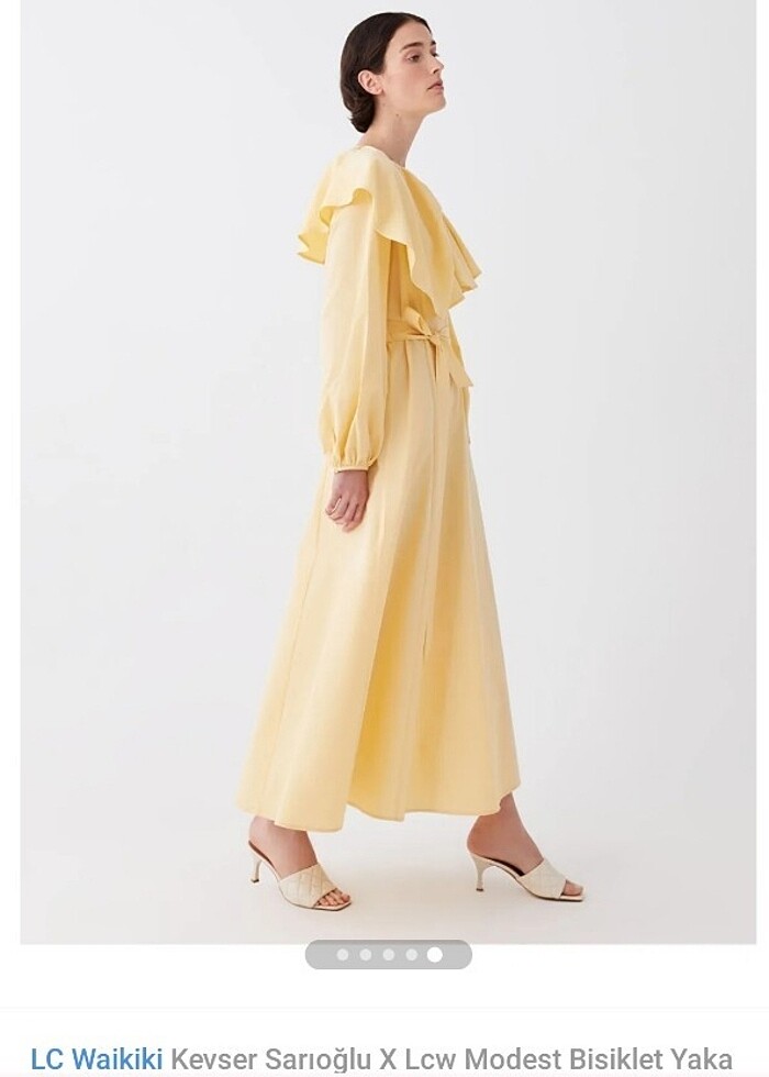 Kevser sarioglu sari volanli elbise  - Görsel 4