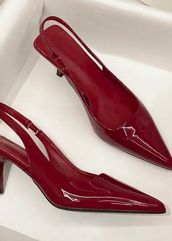 35 Beden bordo Renk Kadın Parlak bordo Stiletto Topuklu Ayakkabı