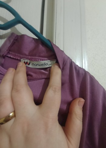 Mor Uzun Drapeli Kadın Elbise - Görsel 4