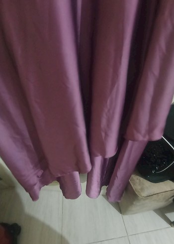 Mor Uzun Drapeli Kadın Elbise - Görsel 5