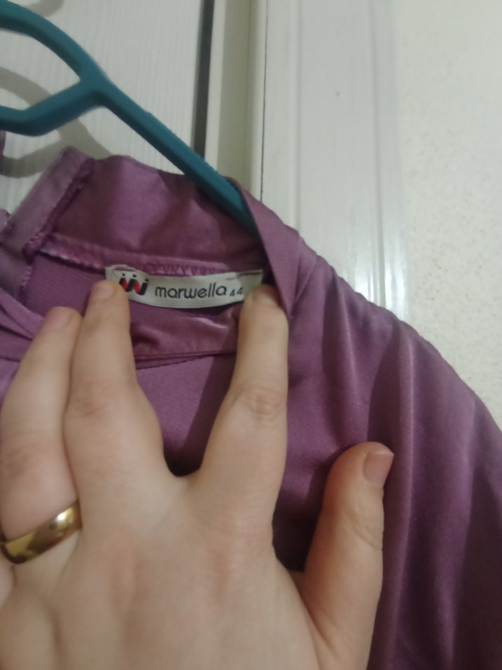 Mor Uzun Drapeli Kadın Elbise - Görsel 4