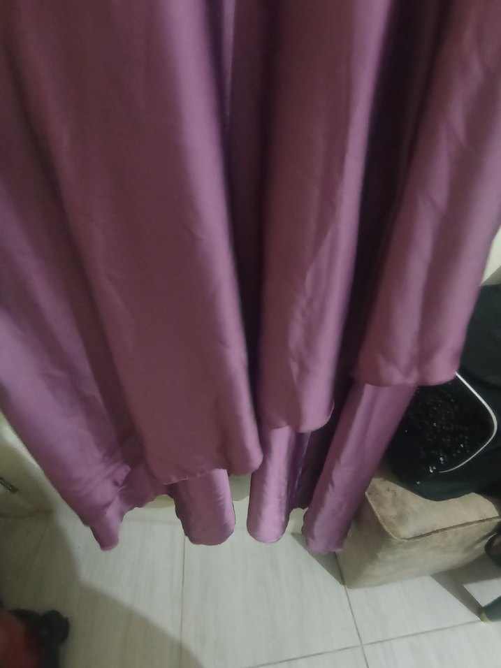 Mor Uzun Drapeli Kadın Elbise - Görsel 5