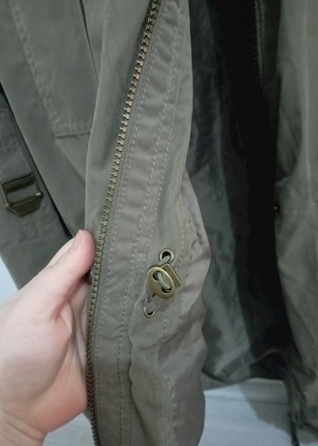 Bej Kadın Midi Ceket, Kemerli, Rahat Kesim - Görsel 6