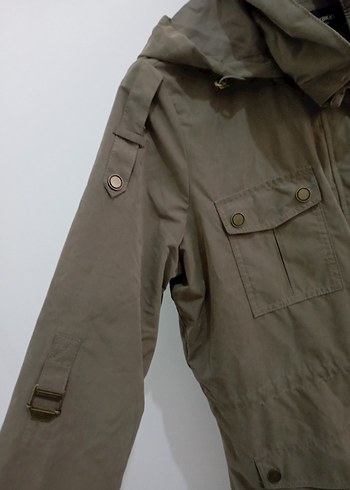 Bej Kadın Midi Ceket, Kemerli, Rahat Kesim - Görsel 3