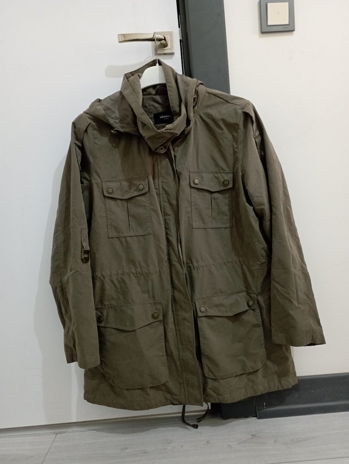 Bej Kadın Midi Ceket, Kemerli, Rahat Kesim - Görsel 2