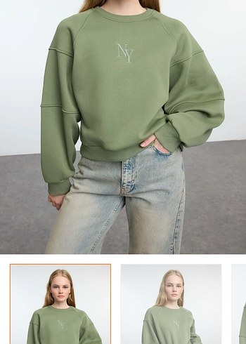 Haki Renk Oversize Kadın Sweatshirt