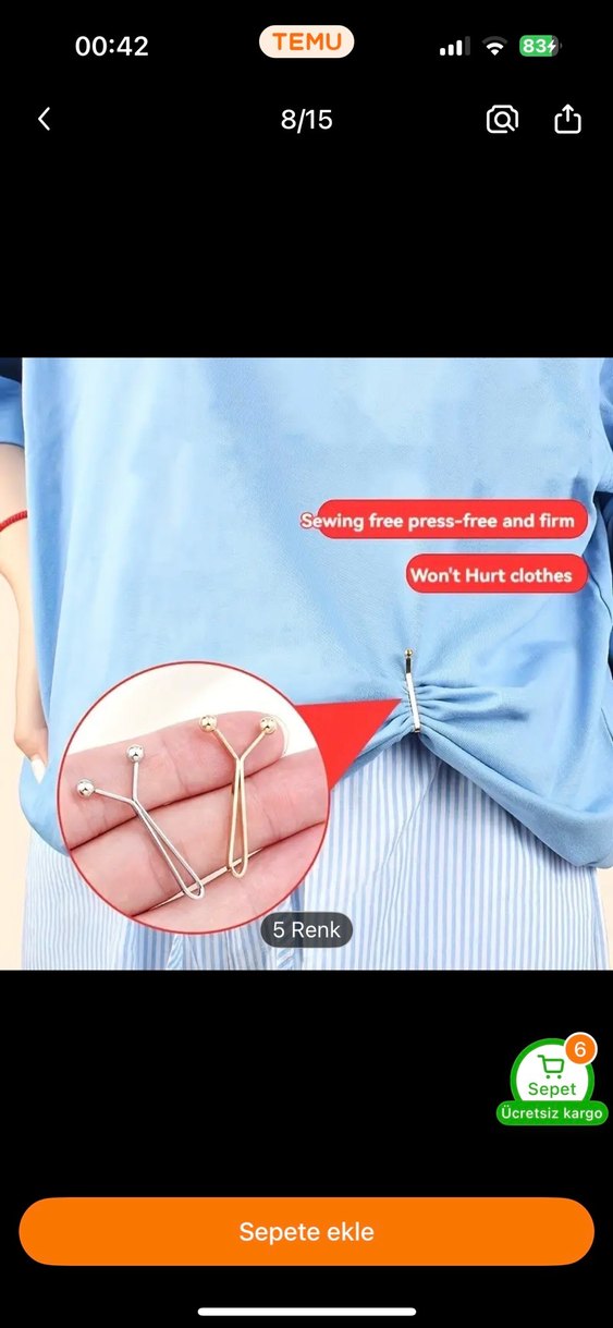 Gri Minimalist Kadın Eşarp ve şal tutucu - Görsel 3