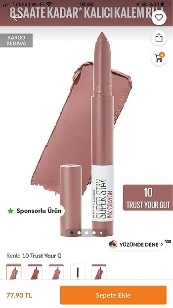 Maybelline New York superstay 10 trust your gut kalem ruj