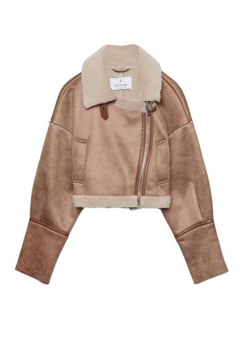 Stradivarius biker mont taba kahverengi crop ceket