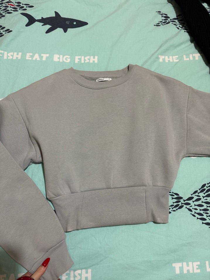 Gri korseli sweatshirt kazak - Görsel 2