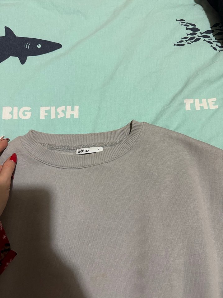 Gri korseli sweatshirt kazak - Görsel 3