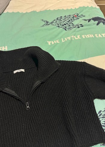 Siyah crop kazak fermuarlı - Görsel 2