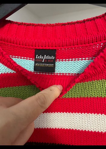 Renkli Çizgili Triko Kazak vintage - Görsel 2