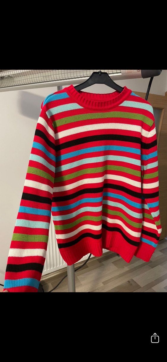 Renkli Çizgili Triko Kazak vintage - Görsel 3