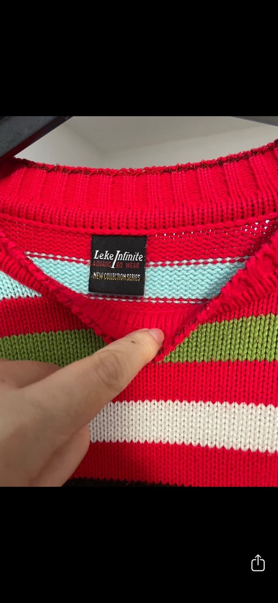 Renkli Çizgili Triko Kazak vintage - Görsel 2